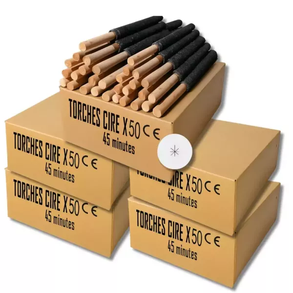 5 cartons torches cire - 45min x 50