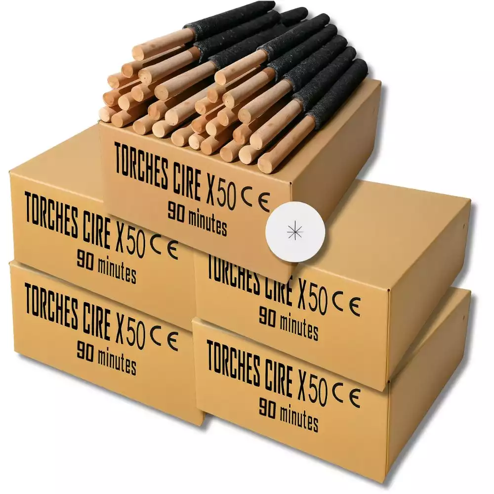 5 cartons torches cire - 90min x 50 