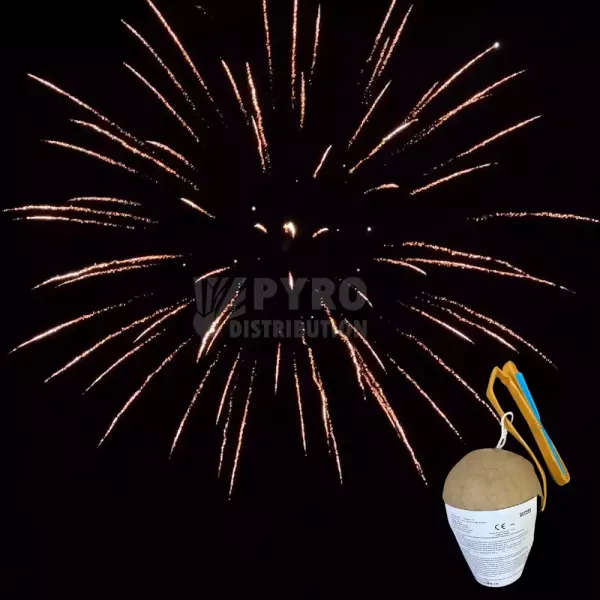 Bombe 100mm brocade argent crépitant traînée or