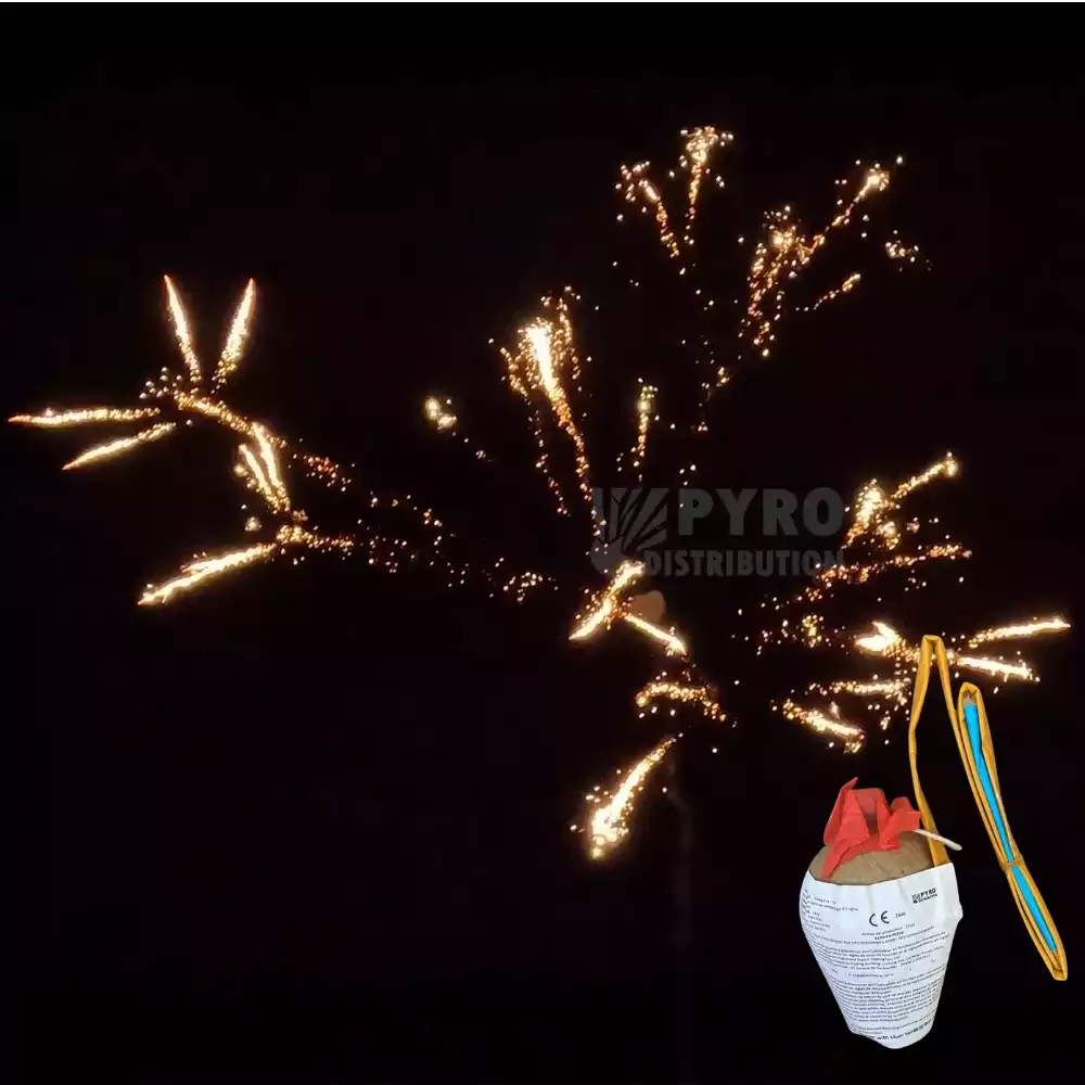 Bombe 75mm crossette crépitante avec traînée argentée