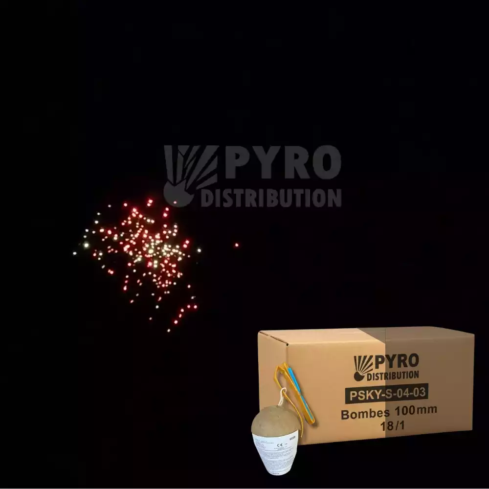 Demi carton de bombes 100mm feuilles mortes assortie avec trainée argent