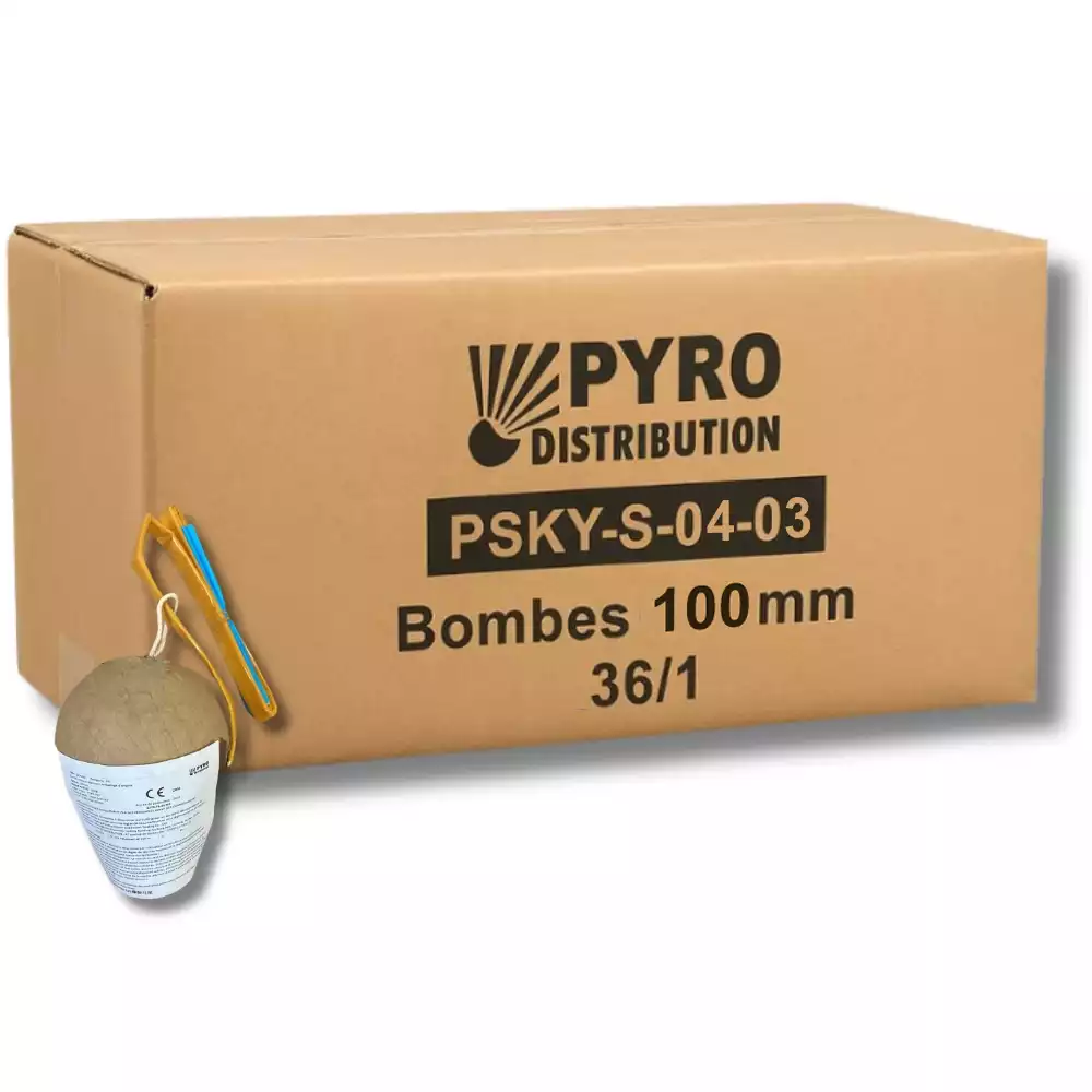 Bombes 100mm feuilles mortes assortie avec trainée argent