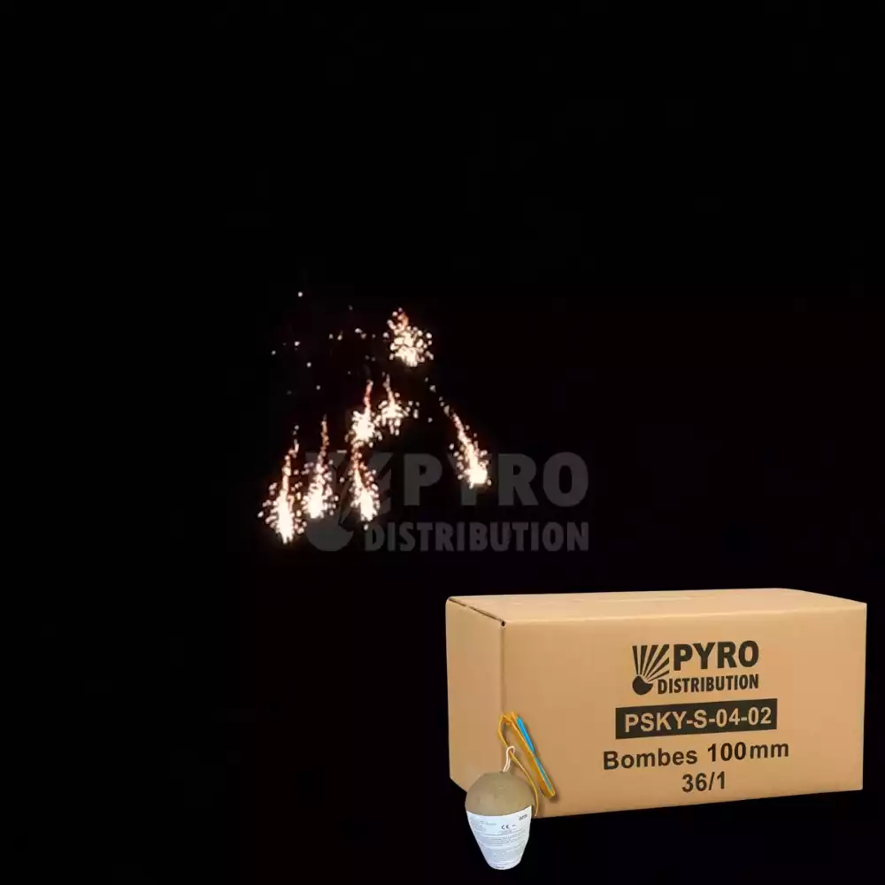 Carton de bombes 100mm queue de cheval crépitante 