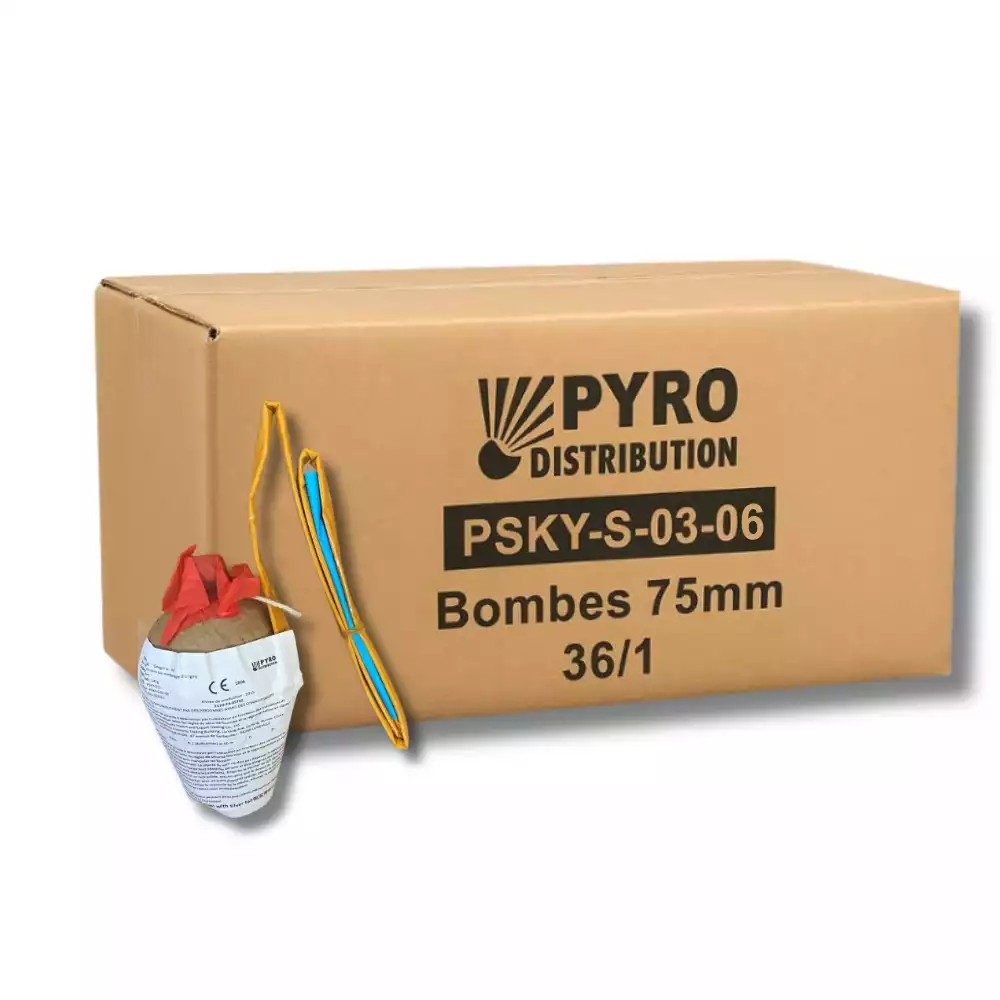 Bombes 75mm crossette crépitante avec traînée argentée