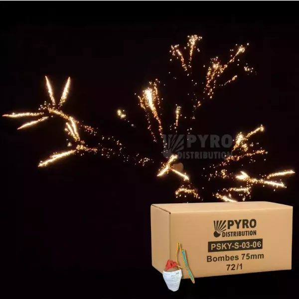 Carton de bombes 75mm crossette crépitante avec traînée argentée