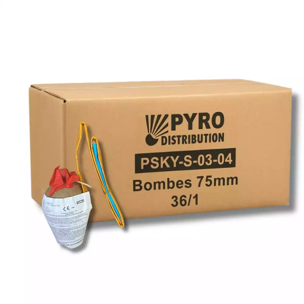 Bombes 75mm saule crépitant, traînée argentée