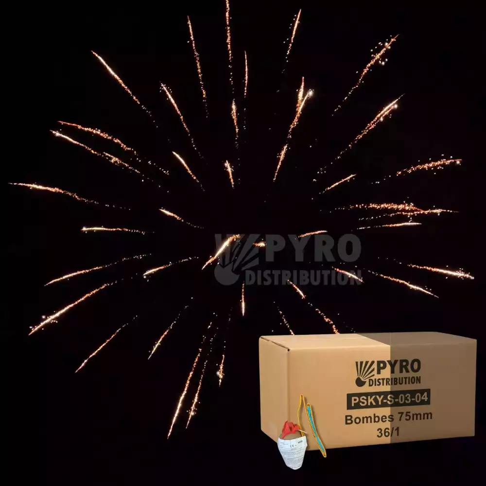 Demi carton de bombes 75mm saule crépitant, traînée argentée