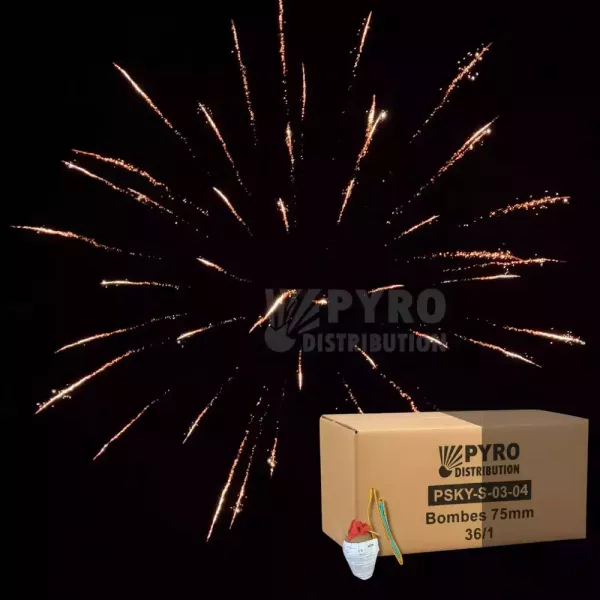 Demi carton de bombes 75mm saule crépitant, traînée argentée