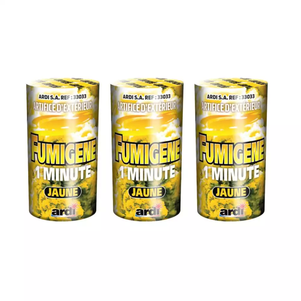 Lot de 3 fumigènes jaunes