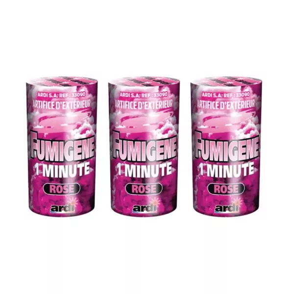 Lot de 3 fumigènes roses 