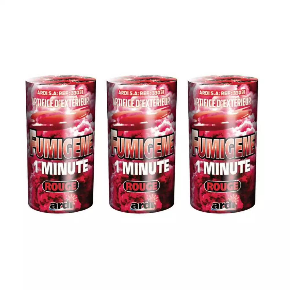 Lot de 3 fumigènes rouges