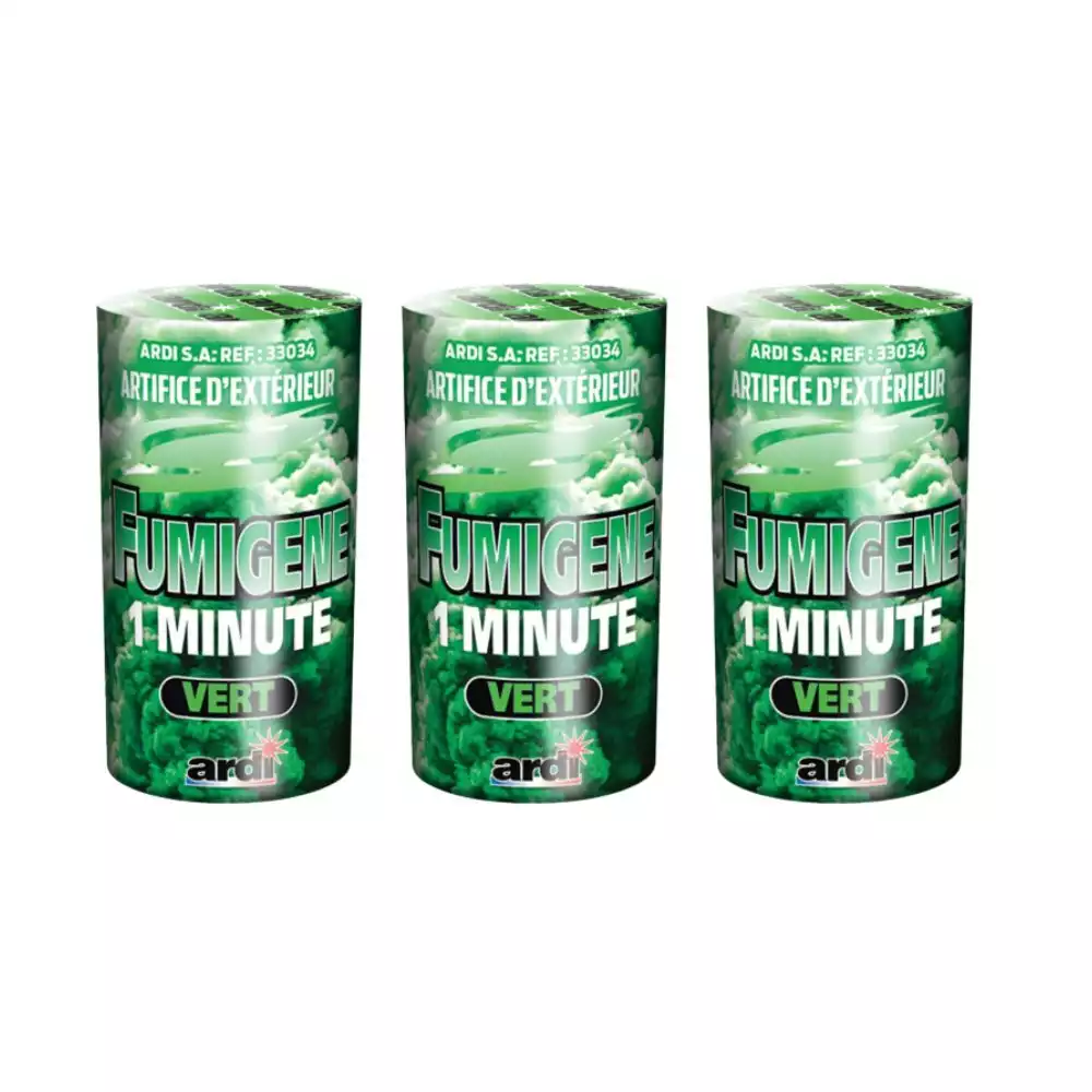 Lot de 3 fumigènes verts