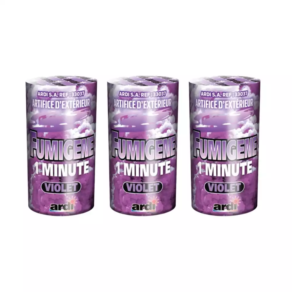 Lot de 3 fumigènes violets