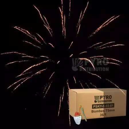 Bombe 75mm brocade or, traînée argent