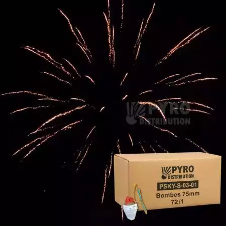 Bombe 75mm brocade or, traînée argent