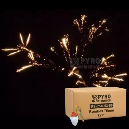 Bombe 75mm crossette crépitante avec traînée argentée