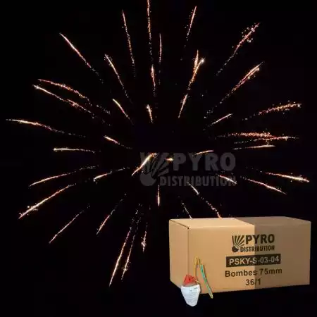 Bombe 75mm saule crépitant, traînée argentée