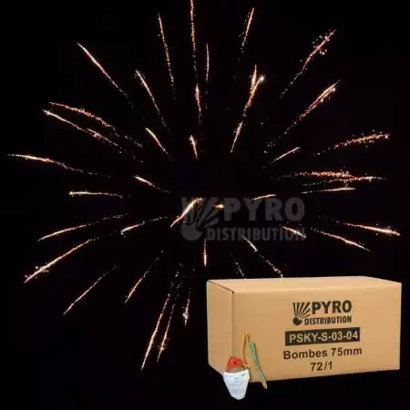 Bombe 75mm saule crépitant, traînée argentée