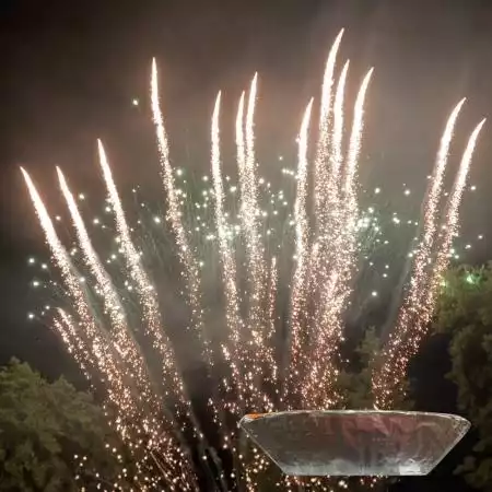 Demi carton envolées 13 coups pot à feu pailette or et pointes vertes scintillantes